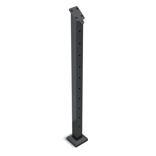 AWR Solutions - Heavy Duty Wire Balustrade INTERMEDIATE ANGLED Post 960mm High with 10 x drilled Holes (2 sides at 180 degrees) - 6061 T6 Aluminium - Matt Black