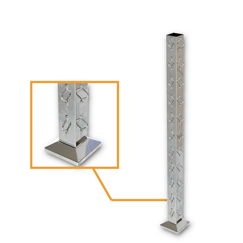 AWR Solutions - Square Corner Post with Saddles Mirror - Base Plate and Cover