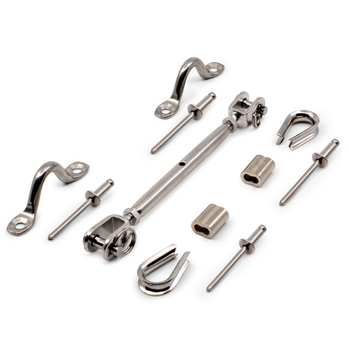 AWR Solutions - Bright Finish DIY Rigging Screw Kit for 3.2mm Wire Rope - Suits Metal Posts