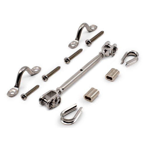 AWR Solutions - Bright Finish DIY Rigging Screw Kit for 3.2mm Wire Rope - Suits Timber Posts