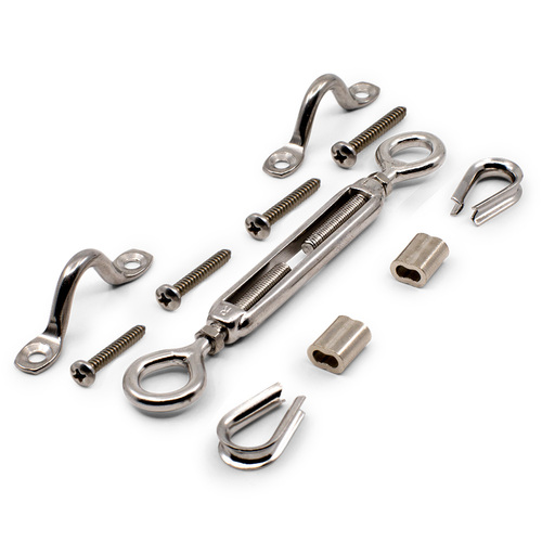 AWR Solutions - Bright Finish DIY Turnbuckle Kit for 3.2mm Wire Rope - Suits Timber Posts