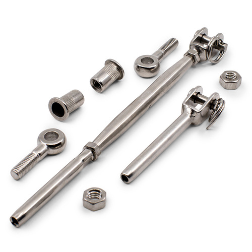 AWR Solutions - Bright Finish Rig Fork Kit with Nutserts for 3.2mm Wire Rope - Suits Metal Posts