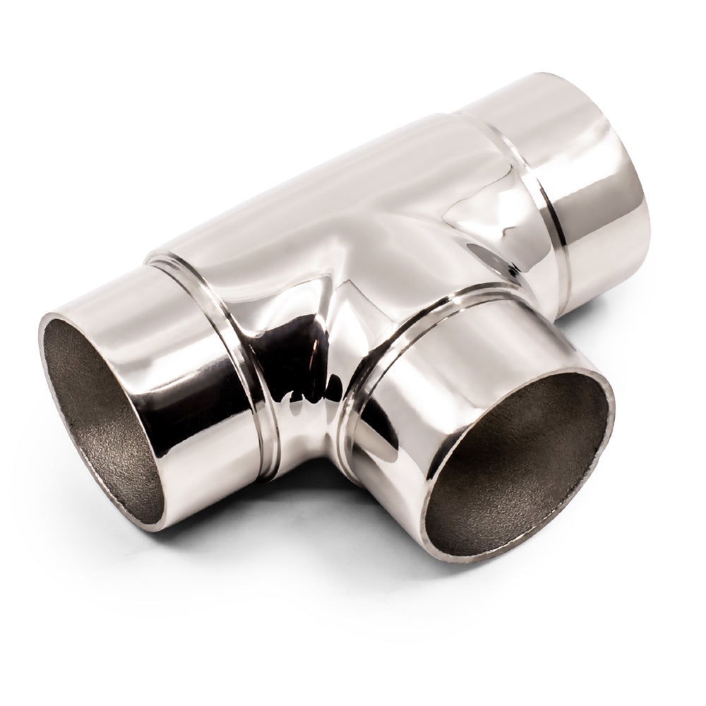 Tee Joiner to suit 1.6mm Round Tube 316 Grade Stainless Steel - Mirror Polish - SIZES: 25.4mm, 38.1mm, 50.8mm