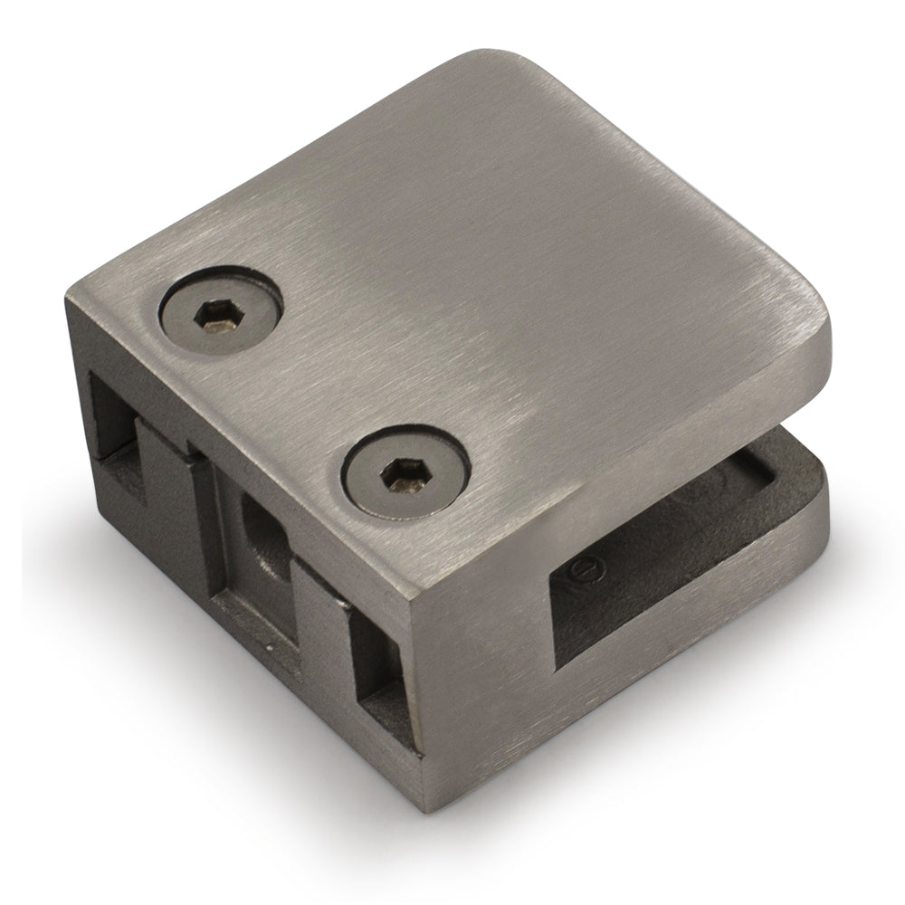 Glass Clamp Large Square/Flat Type to suit 8, 10, 12mm Glass - 316 Grade Stainless Steel - Satin Finish