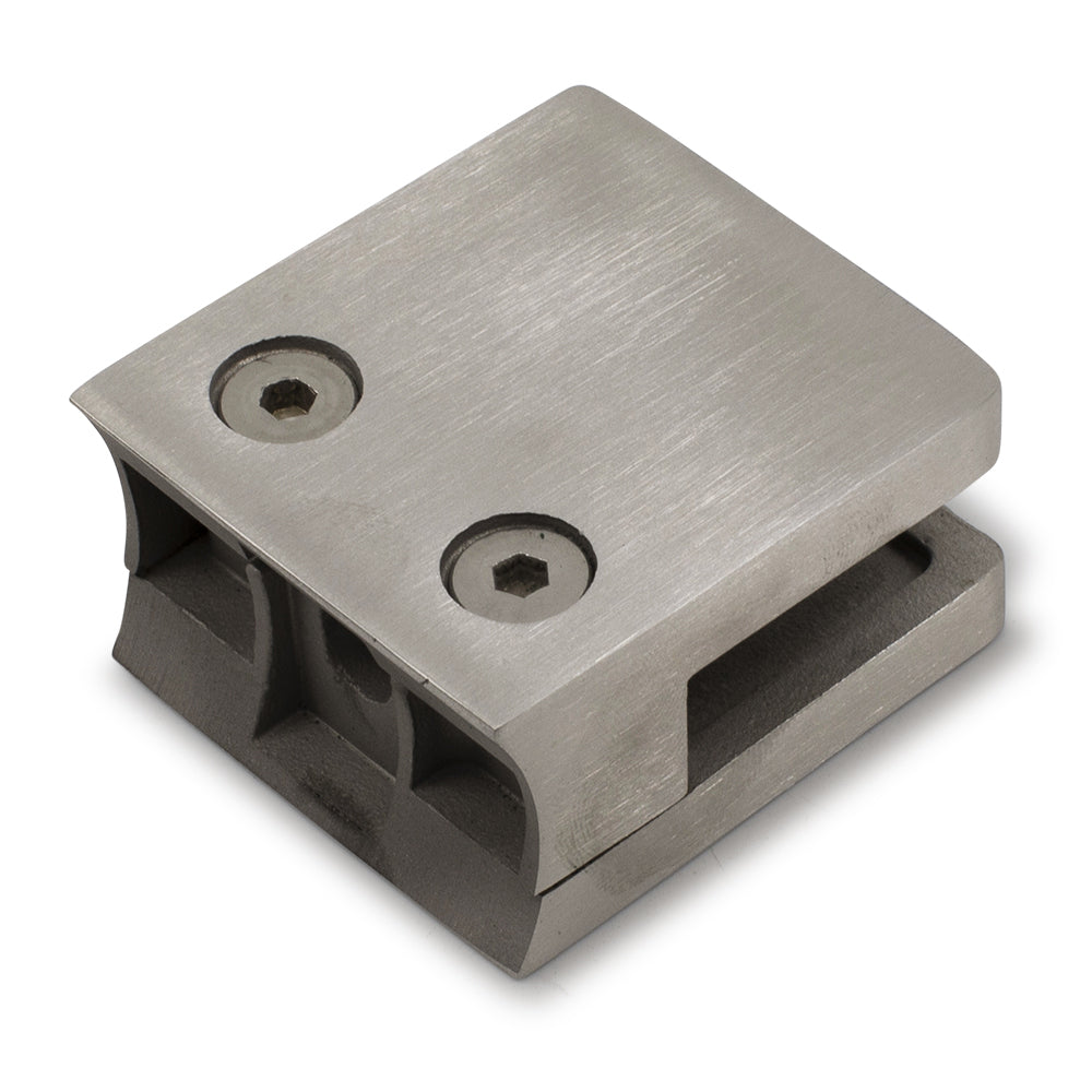 Glass Clamp Large Square/Radius 2" Type to suit 8, 10, 12mm Glass - 316 Grade Stainless Steel - Satin Finish