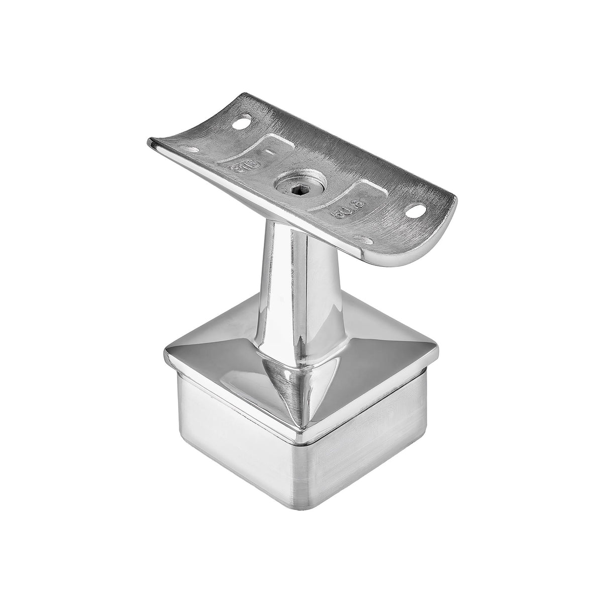 Square Post Top - Intermediate - Round Handrail - Suits 50.8mm x 1.6mm Tube - 316 Grade Stainless Steel Mirror Polish