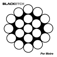 BlackEtch 3.2mm 1 x 19 Wire Rope 316 Grade Stainless Steel - Per Metre