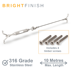 AWR Solutions - Bright Finish DIY Swaged Wire Balustrade (Supplied as components only) - DIY Turnbuckle System - Suits Timber Posts