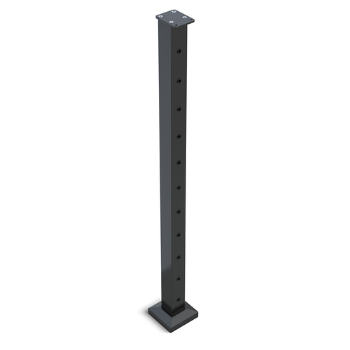 AWR Solutions - Heavy Duty Wire Balustrade END Post 960mm High 11 x 9mm Holes - 6061 T6 Aluminium - Matt Black