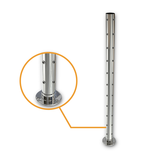 AWR Solutions - Round Corner Post with Nutserts Mirror  - Welded Base Plate