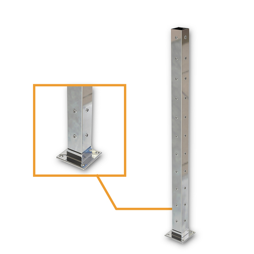 AWR Solutions - Square Corner Post with Nutserts Mirror - Welded Base Plate
