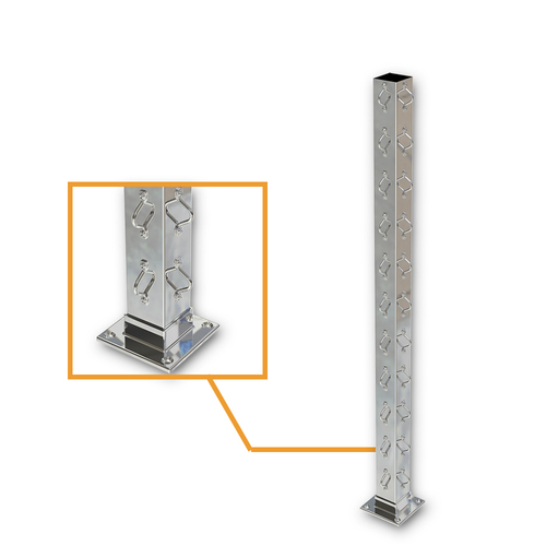 AWR Solutions - Square Corner Post with Saddles Mirror - Welded Base Plate
