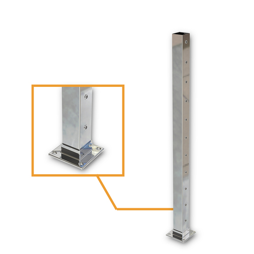 AWR Solutions - Square End Post with Nutserts Mirror - Welded Base Plate