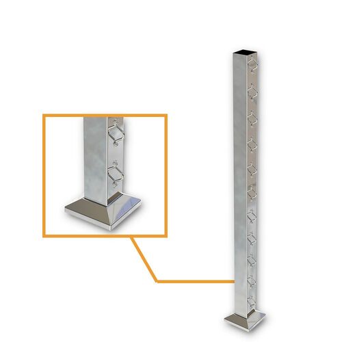 AWR Solutions - Square End Post with Saddles Mirror - Welded Base Plate