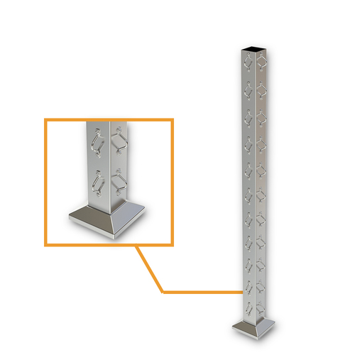 AWR Solutions - Square Corner Post with Saddles Satin Finish - Base Plate and Cover