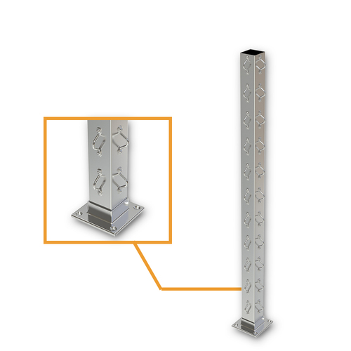 AWR Solutions - Square Corner Post with Saddles Satin Finish - Welded Base Plate