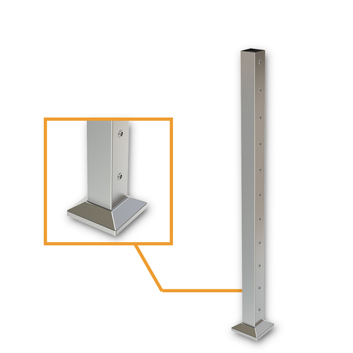 AWR Solutions - Square End Post with Saddles Satin Finish - Base Plate and Cover