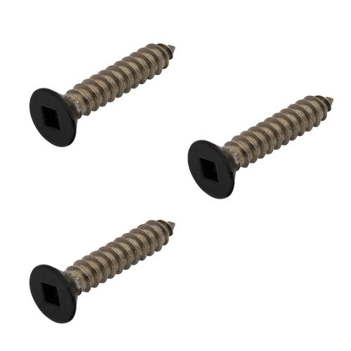 AWR Solutions - Black Etch Self Tapping Screw CSK Head Square Drive 12g x 1/4" 316 Grade Stainless Steel - 3 PACK