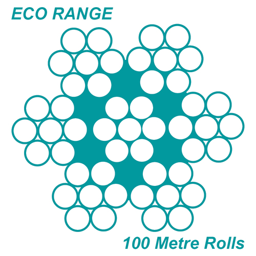 AWR Solutions - 3.2mm 7 x 7 Wire Rope 100 Metre Roll - 316 Grade Stainless Steel