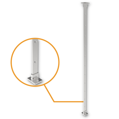 AWR Solutions - Intermediate Post Assembly 25mm x 5mm - 960mm high with 11 x 8mm holes and 2 x Bases (Allen Key Adjustment) - 316 Grade Stainless Mirror Polish