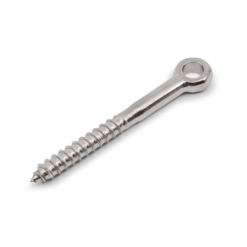 AWR Solutions - Premium Screw Eye Timber 6mm x 60mm to Suit 3.2mm Wire 316 Grade Stainless Steel - Mirror Polish