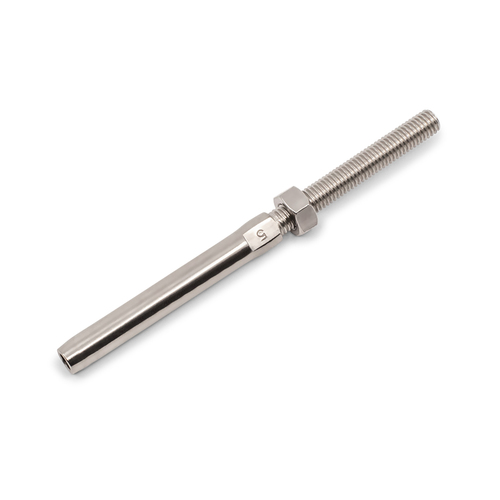 AWR Solutions - Swage Stud M6 x 35mm Left Hand Thread to Suit 3.2mm Wire Rope - 316 Grade Stainless Steel