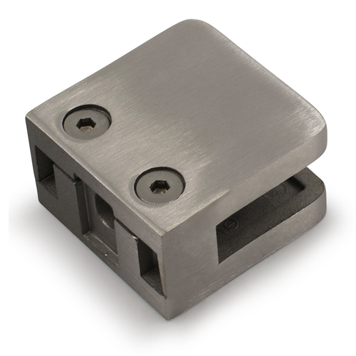 AWR Solutions - glass clamp square back 8mm 10mm 12mm satin finish 316 grade stainless steel