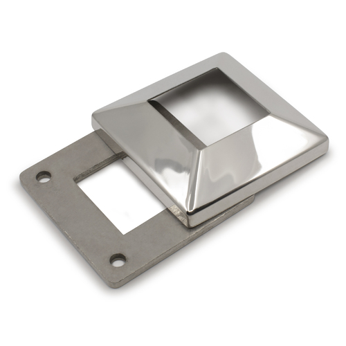 AWR Solutions - Post Base Plate and Cover to suit 2" (50.8mm) Square Tube 316 Grade Stainless - Mirror Polish