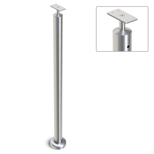 AWR Solutions - Heavy Duty Wire Balustrade 50.8mm x 3.0mm END Post - Flat Handrail - SATIN FINISH