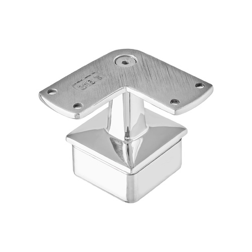 AWR Solutions - Corner Post Top - Flat Handrail - Square Base 50.8mm x 3.0mm - Mirror Polish - 316 Stainless Steel