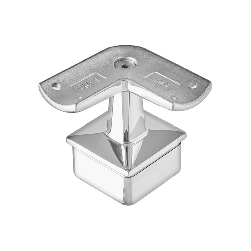AWR Solutions - Corner Post Top - Round Handrail - Square Base 50.8mm x 3.0mm - Mirror Polish - 316 Stainless Steel