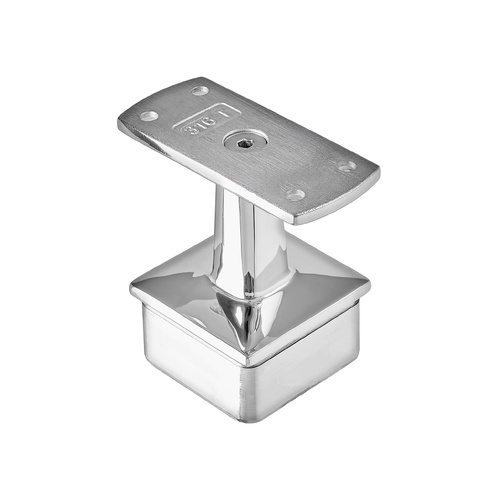 AWR Solutions - End Post Top - Flat Handrail - Square Base 50.8mm x 1.6mm - Mirror Polish - 316 Stainless Steel