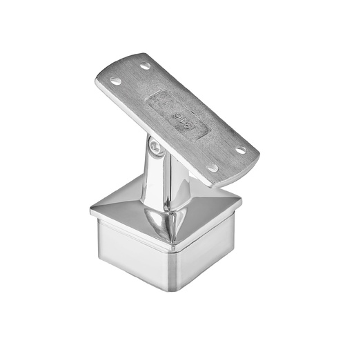 AWR Solutions - Stair Intermediate Post Top - Flat Handrail - Square Base 50.8mm x 1.6mm - Mirror Polish - 316 Stainless Steel