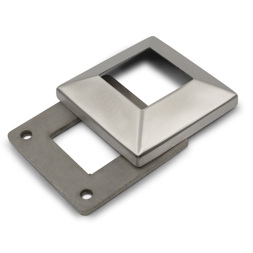 AWR Solutions - Post Base Plate and Cover to suit 2" (50.8mm) Square Tube 316 Grade Stainless - Satin Finish