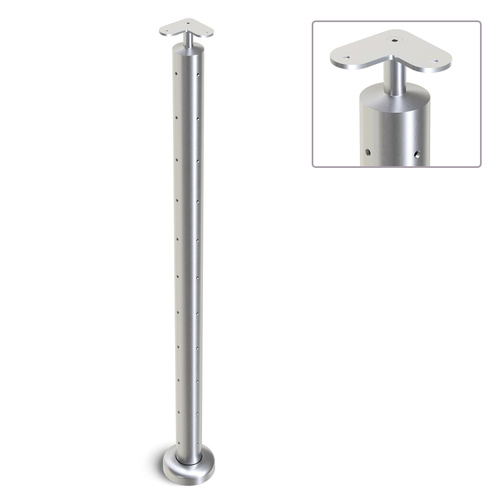 AWR Solutions - Heavy Duty Wire Balustrade 50.8mm x 3.0mm CORNER Post - Flat Handrail - SATIN FINISH