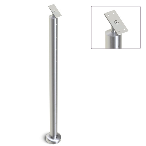 AWR Solutions - Heavy Duty Wire Balustrade 50.8mm x 3.0mm END Angled Post - Flat Handrail - SATIN FINISH