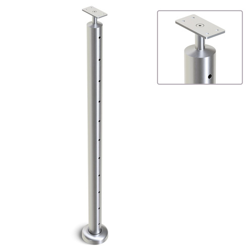 AWR Solutions - Heavy Duty Wire Balustrade 50.8mm x 1.6mm INTERMEDIATE Post 960mm High 11 x 7.5mm Holes - Flat Handrail - SATIN FINISH