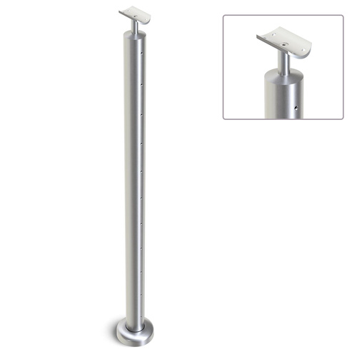 AWR Solutions - Heavy Duty Wire Balustrade 50.8mm x 3.0mm END Post - Round Handrail - SATIN FINISH