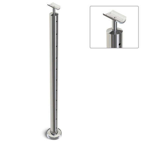AWR Solutions - Heavy Duty Wire Balustrade 50.8mm x 1.6mm INTERMEDIATE Post 960mm High 11 x 7.5mm Holes - Round Handrail - MIRROR POLISH