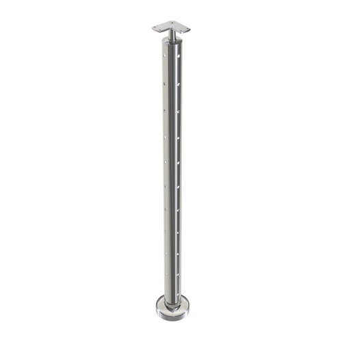 AWR Solutions - Round Corner Post 50.8mm x 3.0mm - 960mm High Suits Flat Handrail 316 Grade Stainless Steel Mirror Polish
