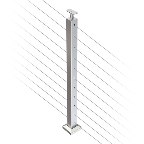 AWR Solutions - Square Intermediate Post 50.8mm x 1.6mm - 960mm High Suits Flat Handrail 316 Grade Stainless Steel Satin Finish