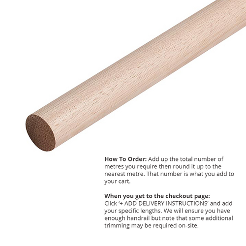 AWR Solutions - Living Designs Timber Handrail 43mm Diameter - Victorian Ash - SOLD PER METRE