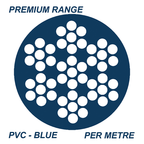 AWR Solutions - 2.5 - 3.5mm 7x7 Wire Rope PVC Coated 316 Grade Stainless Steel - Blue