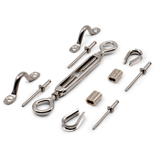 AWR Solutions - Bright Finish DIY Turnbuckle System for 3.2mm Wire Rope - Suits Metal Posts