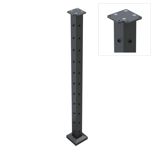 Wire balustrade corner post - Protexture Black - full view