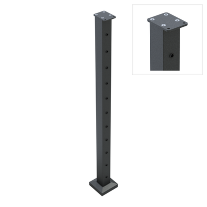 Wire balustrade end post - Protexture Black - full view