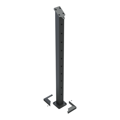 Wire balustrade end angled stair post - Protexture Black - base cover exploded