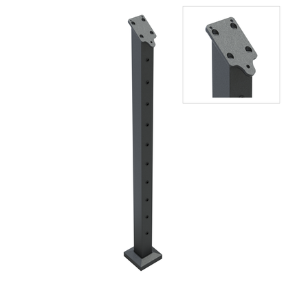 Wire balustrade end angled stair post - Protexture Black - full view