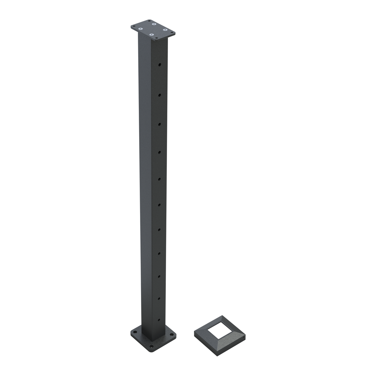 Wire balustrade intermediate post - Protexture Black - base cover removed