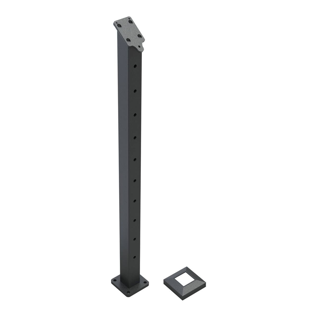 Wire balustrade intermediate angled stair post - Protexture Black - base cover removed